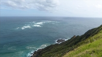 This is where the Tasman Sea meets the Pacific Ocean Cape Reinga New Zealand 
