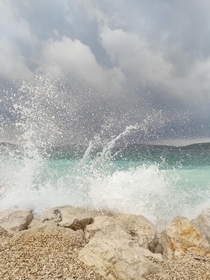 This splash at a beach near ibenik Croatia 