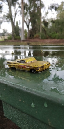 This toy car I found during my walk this afternoon after some heavy rain