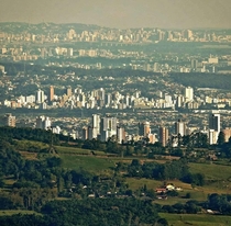 Three cities in one picture first Novo Hamburgo then So Leopoldo and then Porto Alegre Photo taken from Morro Reuter Brazil