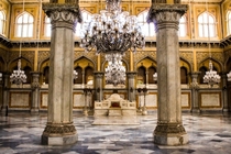 Throne room in Chowmahalla Palace residence of the erstwhile Nizams of Hyderabad India 
