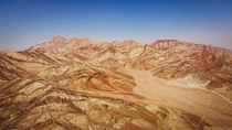 Tiger striped mountains off highway  Quairah District Jordan 