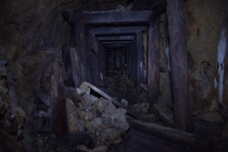 Timbering in an zinc abandoned mine Oregon 