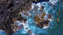 Top Down Ocean Rocks Kona Hawaii 