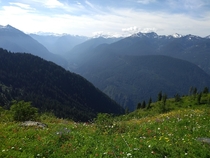 Top of the trail right before Monogram Lake in North Cascades WA 