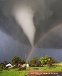 Tornado and rainbow over Kansas