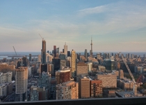 Toronto Skyline at sunset from the Panorama Loungex