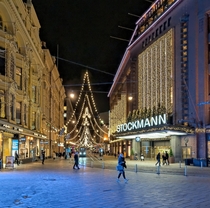 Traditional Christmas Street in Helsinki Finland  