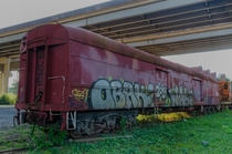 Train car with graffiti