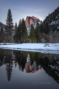 Tranquil snowy evening - Yosemite National Park CA 