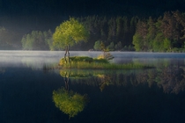 Tree island catching first light in Vgseidet Norway 