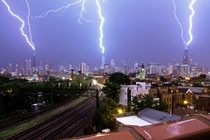 Triple lightning strike over Chicago x-post rpics 