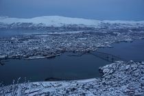 Troms Norway after a day of snow 