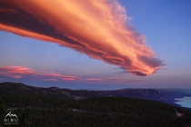 Truly spectacular lenticular clouds over Lake Tahoe last night Right before the full moon rose 