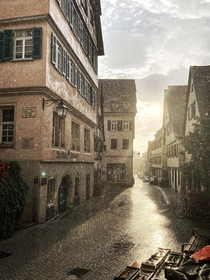 Tuebingen Germany during a summer rain