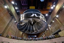 Turbine wheel ready to be re-installed after maintenance - Itaipu Hydroelectric Brazil and Paraguay