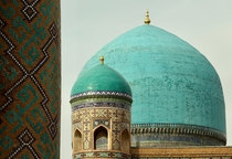 Turquoise domes of Samarkand Uzbekistan 