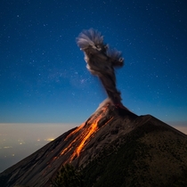Twisting smoke from the eruption of Volcn de Fuego Guatemala  Photo by Andy Shepard