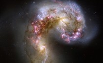 Two galaxies in the process of colliding 