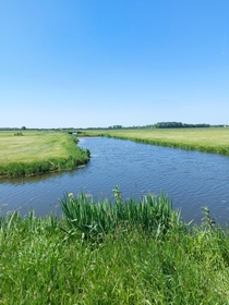 Typical dutch landscape in a clear sky Woerden Netherlands OC x
