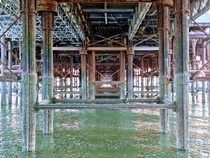 Underneath the boards of Blackpools Central Pier Constructed in 