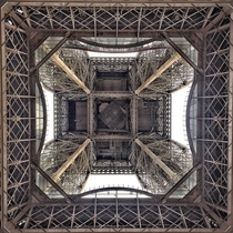 Underneath the Eiffel Tower Looking Up