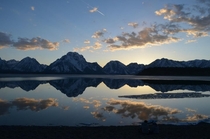 Unedited shot of an epic sunset over Jackson Lake WY 
