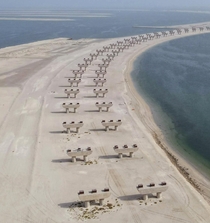 Unfinished highway on an inhabited artificial island in Dubai Palm Jebel Ali 