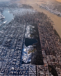 Unique Splitting shot of New York City