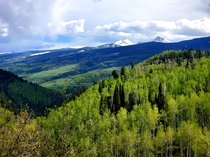 Vail Colorado with the Rockies in the distance 