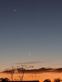 Venus the moon and sunrise Sydney Australia 