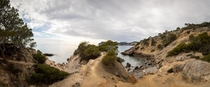 View at the Mediterranean Sea from the Serra de Tramuntana in Calvi Mallorca 