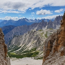 View between Cima Grande and Cima Ovest in Tre cime di Lavaredo 