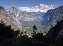 View from halfway up Yosemite National Park California USA OC 