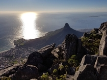View from the top of Table Mountain in Cape Town South Africa 