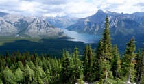 View of Lake Minnewanka from C Level-Cirque trail AB Canada 