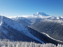 View of Mt Rainier from atop of Crystal Mountain 