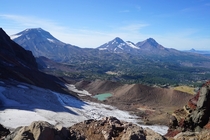 View of Sisters from Broken Top Volcano Oregon 