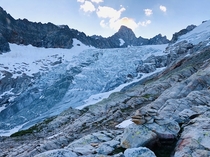 View of the glacier from the Bivacco Flori Tour de Mont Blanc mt 