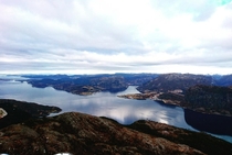 View of the mouth of Lysefjorden Norway 