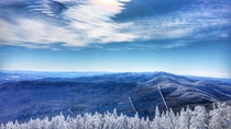 View of the Vermont Mountains from The top of Mount Mansfield in Stowe Vt 