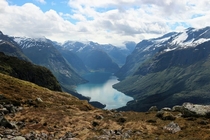 View on a fjord near Loen Norway oc 