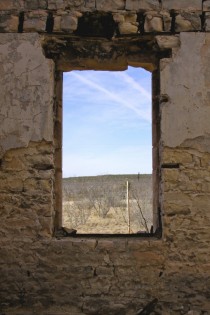 View Out the Window of Abandoned Courthouse Stiles Texas 