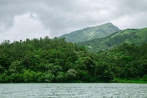 View to the hills from Asias largest Earthen Resort - Banasura Sagar Dam Kerala India 