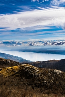 View towards Adriatic sea from one of the peaks of Velebit mountain in Croatia 