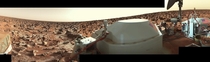 Viking  panorama on the surface of Mars showing frost near the lander