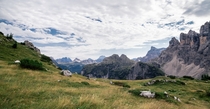 Vista near Rifugio Tissi Dolomites range Italy 