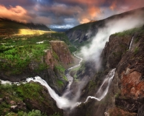 Voringfossen Waterfall of Mbdalen Norway 