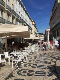 Walking the many tiled streets of Lisbon Portugal
