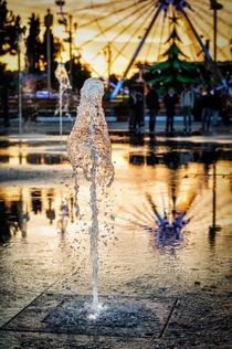 Water jet at sunset in Nice 